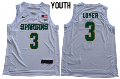 Youth Foster Loyer Michigan State Spartans #3 Nike NCAA White Authentic College Stitched Basketball Jersey OA50R07MC